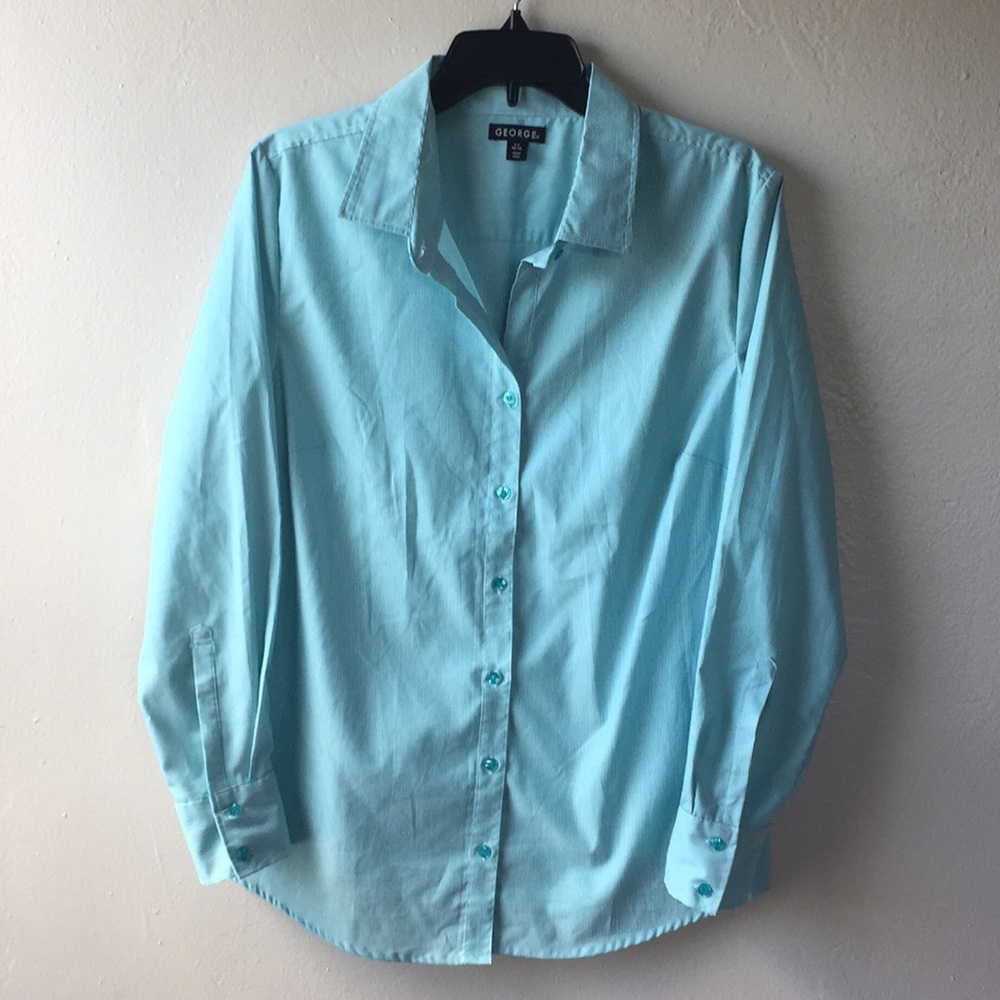 NO BUTTONS MISSING teal button down
